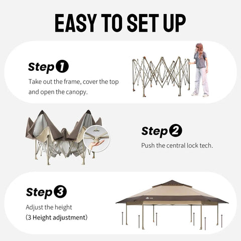 13 By 13 Pop Up Gazebo With Mosquito Netting Centerlok Six Sided Portable Canopy Easy Setup In Seconds No Tools Needed 300D Silver Coated UV Resistant Fabric For Backyard Party Ready Beige Coffee easy setup instructions