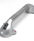 16.5 Inch Suction Bath Grab Bar With Indicators For Balance Help Shower Handle On Flat Non Porous Tiles Silver Grey Secure Grip