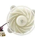 Front view of DC 12V Refrigerator Evaporator Fan Motor Replacement Part For Freezer And Fresh Food Cooling Quiet DIY Friendly 1870 RPM 2.5W 0.12A Durable OEM Style Replaces DA96-00968A DA31-00334A PS9494284 AP5948644 showing white plastic fan blades and electrical connector.