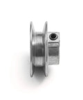 Side view of Heavy Duty 2 Inch V Groove Drive Pulley With One Half Inch Bore Z3A Zinc Alloy Die Cast For 4L A Belts 34 Degree Groove