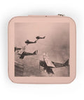 Pink Vintage Photo WWI British Aircraft Jewelry Travel Case With Soft Plush Interior Lining Ultra Compact 4x4x2 Inch