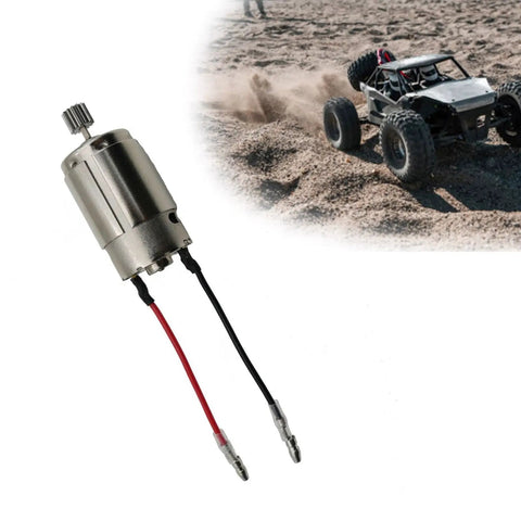High Speed 390 Motor With 14 Tooth Metal Gears Upgrade for Off Road Model Cars Delivering Smooth Power Transfer shown with RC car