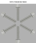 M6 X 25 Millimeter Titanium Bolts, Killer Lightweight Hex Screws For Bikes And Motorcycle Whips, Rust Proof Fastener Pack, Boss Grade Upgrades, Natural Finish, Tight Fit arranged on a gray background.