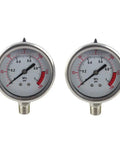 Pro Grade Stainless Steel 304 Dual Scale Liquid Filled Pressure Gauge For Pools Spas Hot Tubs And Aquariums, 2.5 Inch Dial, 0-150 PSI