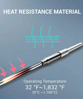 Flexible K-Type Inconel 600 Thermocouple Probe for High Temp Apps showing heat resistance and operating temperature.
