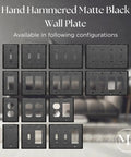 Matte Black 1 Gang Hand Hammered Rocker Light Switch Cover Plate Decorator Wall Plate for Receptacle and GFCI Electric Outlet Built Tough Accent for Bathrooms Kitchens Offices Pack of 2 in various configurations
