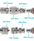 4 Type BNC to UHF Adapter Kit Gender Changer Set With BNC Male To UHF Female And BNC Female To UHF Male Pairs labeled connectors
