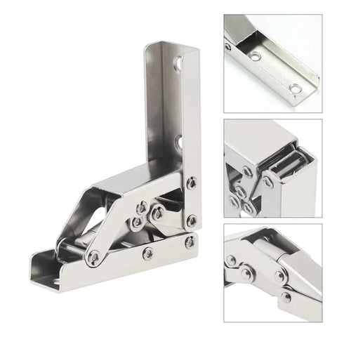 Beefy Heavy Duty Ball Bearing Door Hinges Two Pack With Folding Flat Brackets For Hidden Desk Frames And Cabinets, Stainless Steel All Weather, Smooth Quiet Close, Built To Last. Stainless steel ball bearing hinge with folding bracket for cabinets