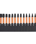 Premium 13 Piece Torx Screwdriver Set With T7 To T40 Star Bits Featuring Hollow Solid Tips And Magnetic Alloy Steel Build Perfect For Home Repairs Electronics, Toys, And Appliances You Can Trust., 13 Torx bits in rack, orange and black
