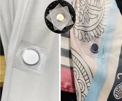 30 Pairs Hideaway Sew In Magnetic Snaps Top Tier Invisible Purse Closures No Sweat Installation Heavy Duty Magnet Fasteners Ideal For Handbags Jackets And Custom Projects on fabric close-up.