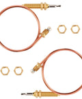 Two Pack Fire Pit Thermocouples Replacement 60x1 Cm 23.6x0.4 In Thermal Couplers with Nuts, Durable Alloy for Gas Fireplaces