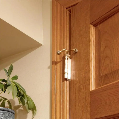 Satin Nickel Hinge Pin Door Stops Kit, 10-Pack, Adjustable 85-125 Degree Swing, Rubber Bumpers, Zinc Alloy Build on door frame
