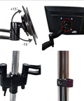 Triple Monitor Arm Desk Mount Holds 15 To 27 Inch Screens Rock Solid Aluminum Build showing adjustable joint mechanisms and mounting details.
