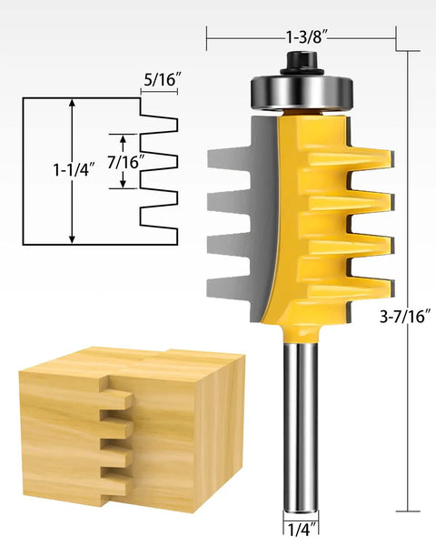 One Quarter Inch Shank Tongue And Groove Router Bits Set And Reversible Finger Joint Router Bit Three Pack Pro Grade