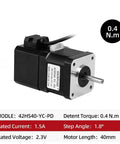 Side view of brake stepper motor, NEMA17, model 42HS40-YC-PD; 0.4 Nm torque, 1.5A, 40mm length