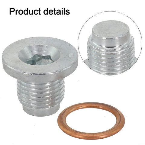 Heavy Duty Solid Aluminum Oil Drain Plug And Gasket Kit For Bmw And Mini Cooper R56 R57 Fits 11137585928 Perfect Seal No Leaks Quick Install, plug and gasket close-up
