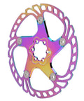 Rock Solid Metal Disc Brake Pads For Mountain Bikes With Five Nail Design Delivering Beast Mode Stopping Power Fits Hydraulic Mechanical Brakes 203mm Lightweight Killer Trail Replacement on a colorful rotor.