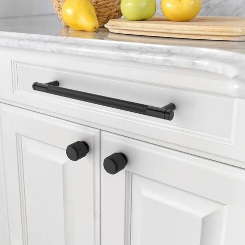 10 Pack 6.3 Inch 160mm Matte Black Knurled Cabinet Pulls Ideal For Cupboards And Drawers Durable Kitchen Cabinet Handles Installed