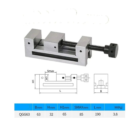 Boss Grade Precision Vise Fixture With Quick Adjust Jaw For Stone Drilling Milling And Grinding Straight Corner Clamp Flat Pliers Style Build Fits Multiple Inch Sizes For Fast Job Changeovers In Hardware Stores And Shops, QGG63 63mm