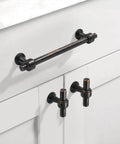 Oil Rubbed Bronze Cabinet Knobs Set, 10 Pack, 1 Inch 25mm For Cabinets And Drawers installed on white cabinet