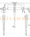 Diagram of Two Pack Ratchet Load Binder With Grab Hooks For 1/2 To 5/8 Grade 70 Transport Chain showing dimensions and features.