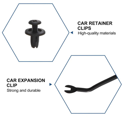 Auto Expansion Clip Kit For Bumper And Body Fasteners Replacement Durable Plastic Retainer Set Easy Install For Cars And Trucks No More Lost Clips Perfect For Quick Car Bumper Repairs, black car retainer clip and expansion tool