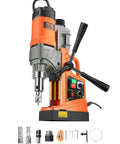 Heavy Duty 1450W Magnetic Drill Press With Rocking Horse Magnet, 1.6 Inch Coring Bit For Steel, close-up of controls and drill