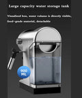 Top Shelf Semi Automatic Espresso Maker With 20 Bar Pressure And Sturdy Stainless Steel Base water tank showing visible 900 ML capacity.