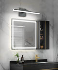 Sleek 18 Inch Black LED Vanity Light For Your Bathroom Over Mirror Dimmable Modern Fixture Matte Black Metal With Acrylic Diffuser Perfect For Powder Room And Easy Install