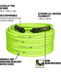 Heavy Duty Hybrid Air Hose 3/8 Inch By 100 Foot, Lightweight Pro Grade For All Weather Use, Kink Resistant, Field Repairable Anodized Aluminum Fittings, Abrasion Resistant Outer Cover, Bend Restrictor, ZillaGreen coiled on white background