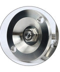 Built Tough Adjustable Furniture Levelers Twin Mount Holes Heavy Duty Machine Feet close-up of stainless steel base for stability.