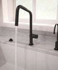 hansgrohe Talis N Pull Down Kitchen Faucet, Modern, Magnetic Hand Sprayer, 1-Handle, 1.75 GPM, Matte Black, 72864671 with running water