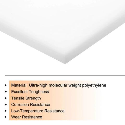 Two Pack UHMW HDPE Plastic Sheets Half Inch Thick Six By Six Inch White Marine Board features and material