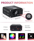 Car And Home Starlight Headliner Kit With 16W High Power RGBW Fiber Optic Lights Twinkle And Sound Activated App And Remote Control dimensions