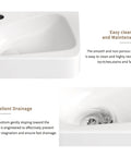 HAOCHRYSYPH Ceramic Wall Mount Bathroom Sink, Milk White, 14.18x10.24 in., showing smooth finish and efficient drainage design.