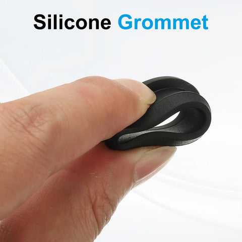 Close-up of hand holding Set Of 5 Silicone Wire Grommets For 21mm Mounting Hole, 26mm Top Diameter, 3mm Thick, 16.5mm Inner Hole