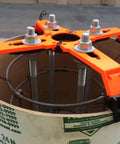 Orange 24 Inch Bolt Template Tool For Nested 24 And 25 Inch Tubes with Four Arm Design and Xtender Adaptor Clip in use