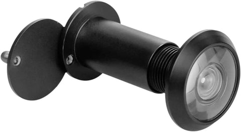 Side view of Solid Brass Door Peephole Viewer with 200-Degree Wide Angle and Heavy Duty Rotating Privacy Cover, Black Finish