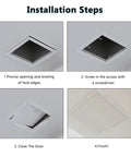 Installation steps for 8x8 Heavy Gauge Aluminum Ceiling Access Panel With Smooth White Removable Drywall Cover.