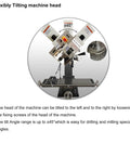 Tough As Nails 1300W Brushless Benchtop Milling Machine With R8 Spindle 1.1 Inch Drill Capacity Variable Speed showing the tilting head feature