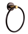 Kelton 4 Piece Matte Black And Satin Gold Bath Accessory Set - Towel Ring, durable zinc brass hardware, easy mount.