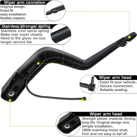Heavy Duty Rear Wiper Arm Blade Replacement For Gmc Acadia Saturn Outlook 2007 To 2012 Oem Style showing wiper arm connection detail.