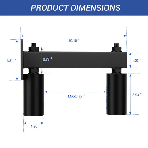 Dimensions of Heavy Duty Adjustable Gate Guide Roller for 4 Inch Thick Sliding Gates with Steel Bracket and Nylon Wheels.