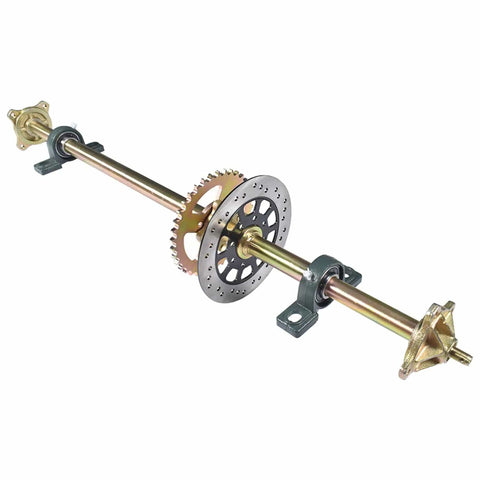 44 Inch Rear Axle Shaft Kit With Chain Sprocket Brake Disc Pillow Block And Wheel Hub Replacement for ATV Go Kart Durable Live Axle Assembly