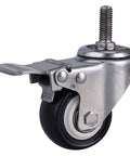 Heavy Duty Furniture Caster Wheels With Brake Silent Polyurethane Rollers For Tables And Desks Double Bearing swivel caster with M10 thread.