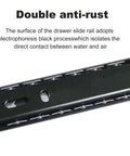 Close-up of double anti-rust black finish on 10 Inch Ball Bearing Full Extension Drawer Slides With Soft Close And Concealed Piston