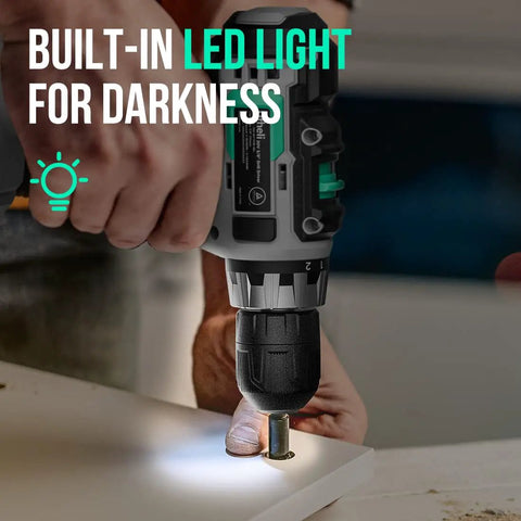 20V Cordless Drill and Impact Driver Combo Kit With 220 InLbs Drill Torque 1150 InLbs Impact Torque All Metal Keyless Chuck For Three Eighths Inch Bits Lithium Ion Battery And 1 Hour Fast Charger Great Gift For Home Diy