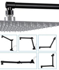 13 Inch Shower Head Extension Arm With Solid Brass Construction, Adjustable Height And Angle Extender, Matte Black, multiple views