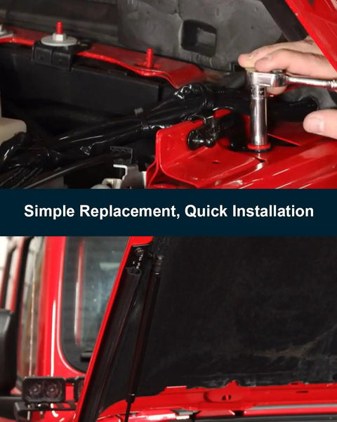 Installation of Two Pack Gas Struts Lift Supports For Jeep Wrangler JL 2018 2019 2020 2021 2022 2023 2024 And Jeep Gladiator