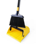 Commercial Broom And Dustpan Set With 54 Inch Long Handle For Indoor Outdoor Cleaning No Bending Back Design